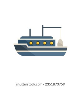 Trawler boat icon flat vector. Sea vessel. Fish ship isolated
