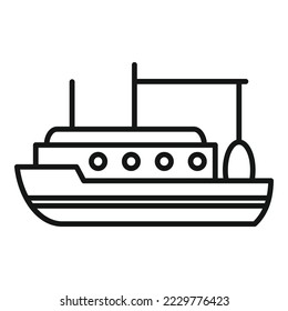 Trawler boat icon outline vector. Sea vessel. Fish ship