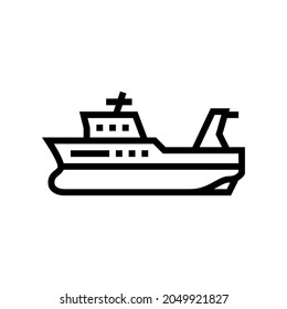 trawler boat line icon vector. trawler boat sign. isolated contour symbol black illustration