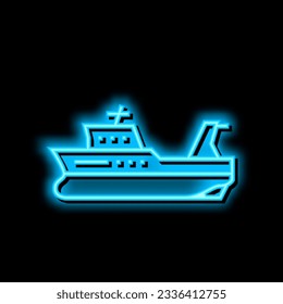 trawler boat neon light sign vector. trawler boat illustration svg