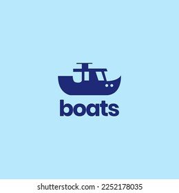 trawler boat sailor ocean sailing fishing minimal isolated logo design vector icon illustration template