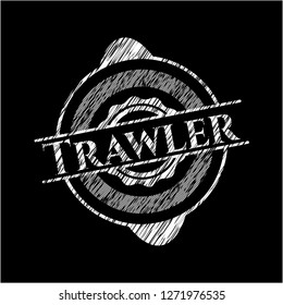 Trawler chalkboard emblem written on a blackboard