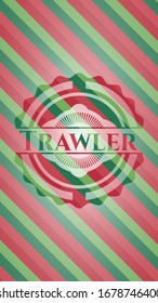 Los colores de Navidad de los arrastreros son emblema. Ilustración vectorial. Detallado.