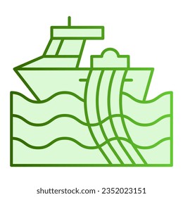 Trawler flat icon. Fishing vessel green icons in trendy flat style. Ship with nets gradient style design, designed for web and app. Eps 10
