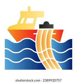 Trawler flat icon. Fishing vessel color icons in trendy flat style. Ship with nets gradient style design, designed for web and app. Eps 10