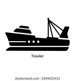 Trawler icon designed in solid style 