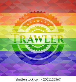 Trawler lgbt colors emblem. Vector Illustration. Mosaic. 