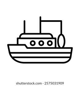 Trawler Vector Line Icon Design