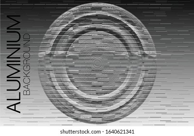 Tray aluminum sphere and the light reflected centered on the black background.