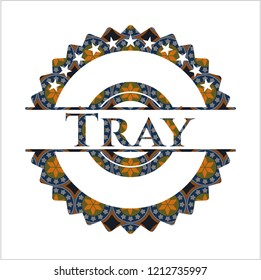 Tray arabic style emblem. Arabesque decoration.