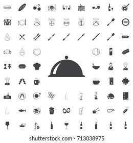 Tray black icon on the white background restaurant cafe set Flat vector illustration