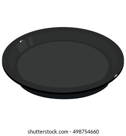 Tray. Black serving tray with border for Halloween or Pirate party. Isolated on white background.