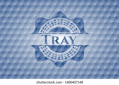 Tray blue polygonal emblem. Vector Illustration. Detailed.