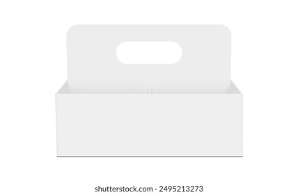 Tray Box With Handle, Front View, Isolated On White Background. Vector Illustration