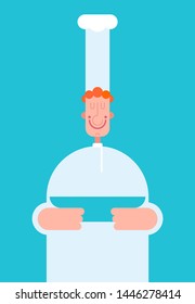 Cook and tray cartoon style. Vector illustration