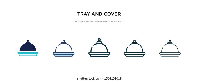 tray and cover icon in different style vector illustration. two colored and black tray and cover vector icons designed in filled, outline, line stroke style can be used for web, mobile, ui
