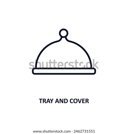 tray and cover outline icon.  Thin line icon from bistro and restaurant collection. Editable vector isolated on white background