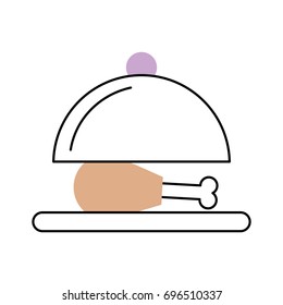 tray with delicious chicken isolated icon