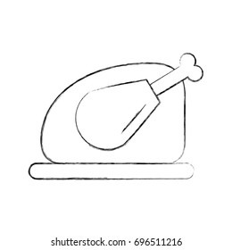 tray with delicious chicken isolated icon