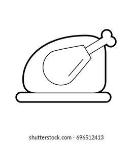 tray with delicious chicken isolated icon