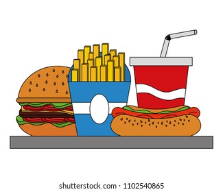 tray with delicious fast food