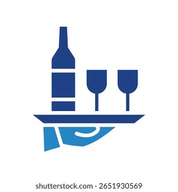 Tray dual tone blue color icon, mini illustration for relaxation, party, pubs and bars UI, UX kit, app and web development, digital or print.