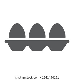 Tray with eggs glyph icon, food and nutrition, eggs container sign, vector graphics, a solid pattern on a white background, eps 10.