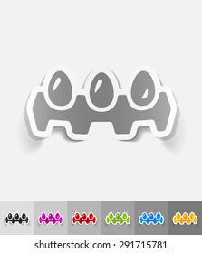 tray of eggs paper sticker with shadow. Vector illustration