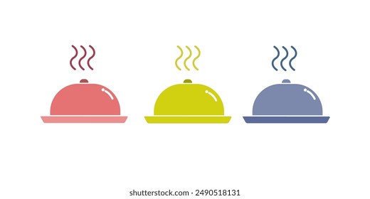 Tray of food icon set.tray vector symbol. restaurant, serving cover