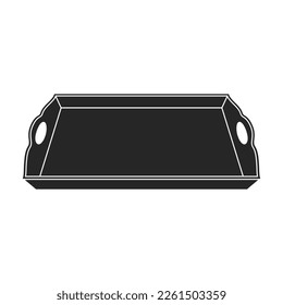 Bandeja para el icono negro vector de alimento. Bandeja de ilustración vectorial para alimentos sobre fondo blanco. Icono de ilustración negra aislada de salver.