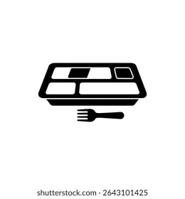 Tray with fork and sections for balanced meal serving