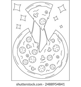 tray fun pizza coloring book page for kids or grown adults coloring book mindful relaxation activity