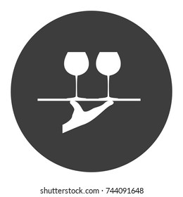 Tray with glasses of wine. Vector illustration.