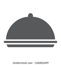 Tray glyph icon, cover and dish, platter sign, vector graphics, a solid pattern on a white background, eps 10.