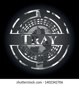 Tray grey camouflage emblem. Vector Illustration.