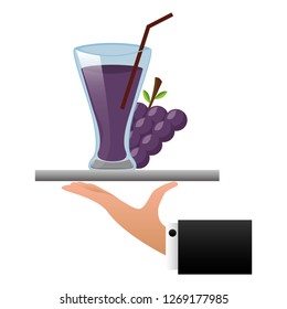 tray hand grapes juice cup with straw