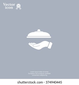 tray in hand icon. 