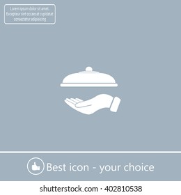 tray in hand icon. 