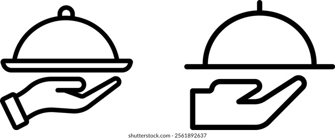 "Tray in Hand Icon – Hospitality and Service Concept Illustration"