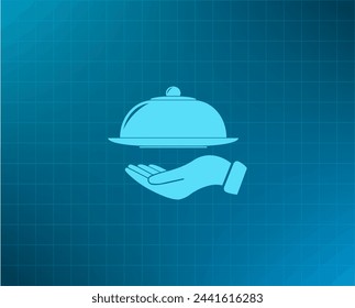 icono de bandeja en mano. Uno de los iconos web establecidos