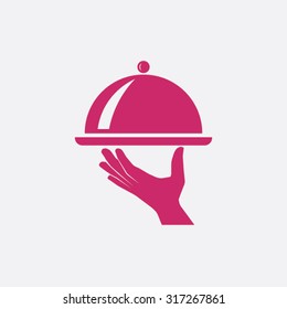tray in hand  icon. One of set web icons