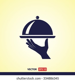 tray in hand  icon. One of set web icons