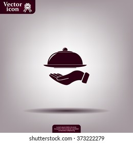 tray in hand icon. One of set web icons