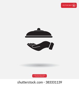 tray in hand icon. One of set web icons