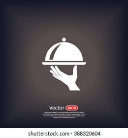 tray in hand  icon. One of set web icons