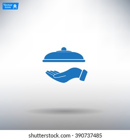 tray in hand icon. One of set web icons