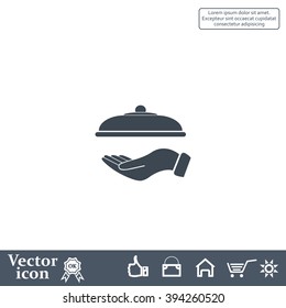 tray in hand icon. One of set web icons