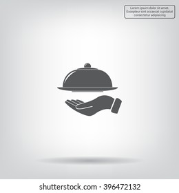 tray in hand icon. One of set web icons
