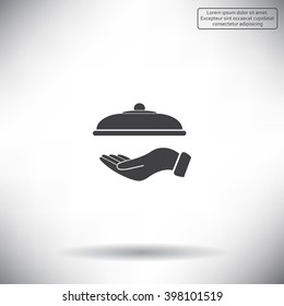 tray in hand icon. One of set web icons