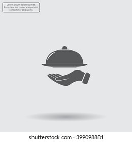 tray in hand icon. One of set web icons